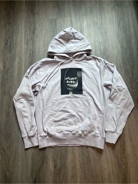 Helmut Lang Men's Purple Photo Logo Cotton Oversized Fit Hoodie Sz Medium 2022